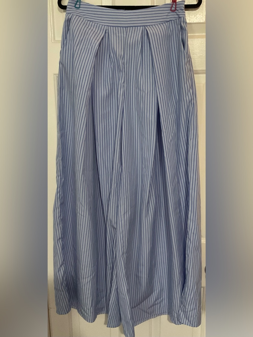 SHEIN Blue and White Pinstripe Wide-Leg Two Piece - Picture 13 of 13